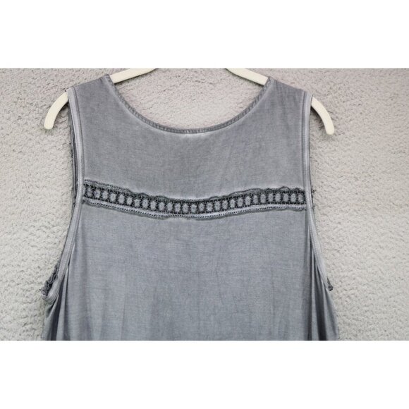 POL Babydoll Sleeveless Gray Distressed Tunic-Crochet-Small-BOHO-Hi Lo - Picture 10 of 10